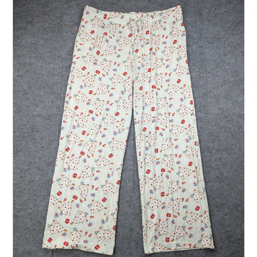 Caden Lane Pajama Pants Womens XL Christmas Tree Bamboo Viscose Natural Lounge
